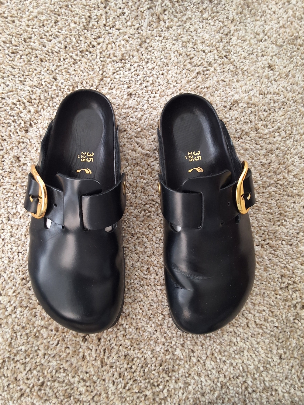 Birkenstock Boston Black Leather Shoes Size 35 narrow with Box